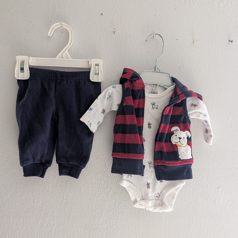 child of mine White Baby Bodysuit with Puppy Print